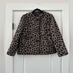 Ann Taylor Womens Jacket Large Wool Blend Leopard Print Coat Sz L